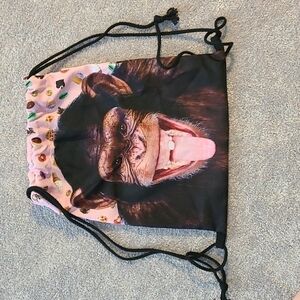 TRÏBE Monkey face drawstring backpack Pink NWT